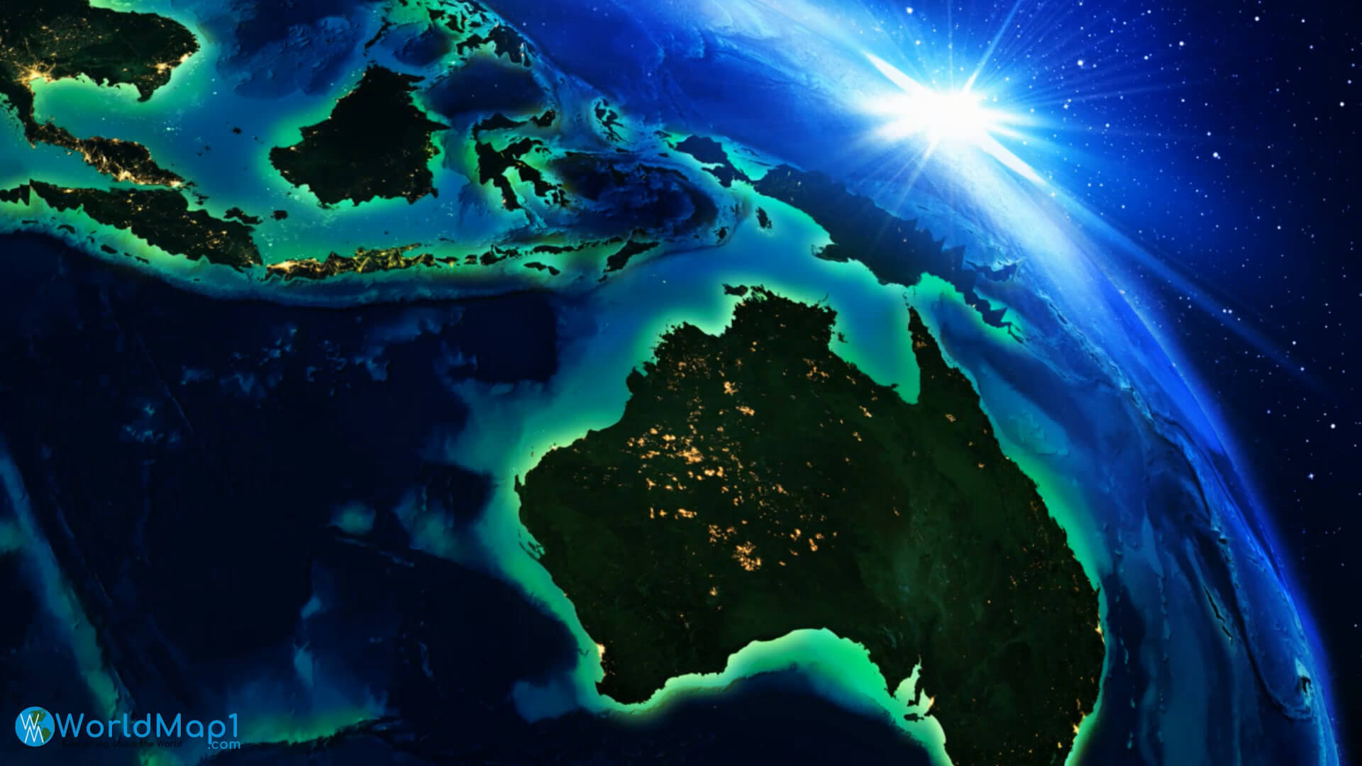 Australia and Oceania Map with Indian Ocean